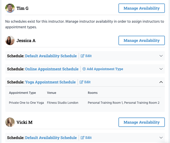 Instructor Availability Schedule