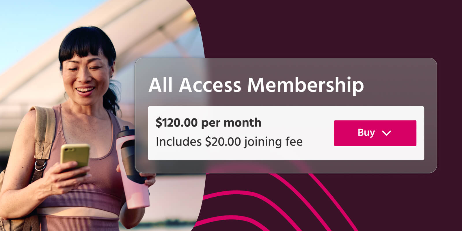 A customer purchasing a gym membership with a joining fee via TeamUp.