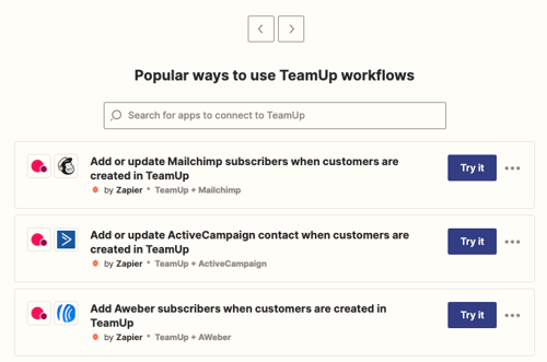 TeamUp Zapier integration