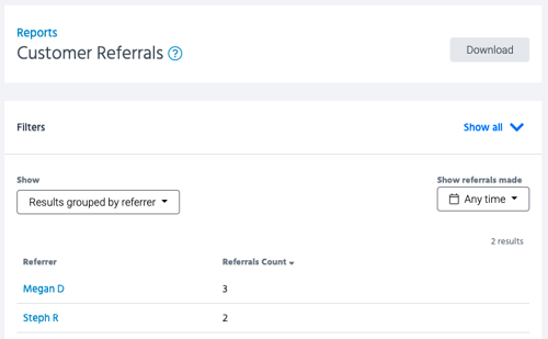 customer referral leaderboard