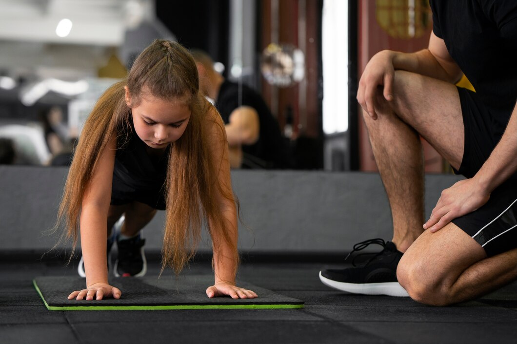 A girl in a personal training session.