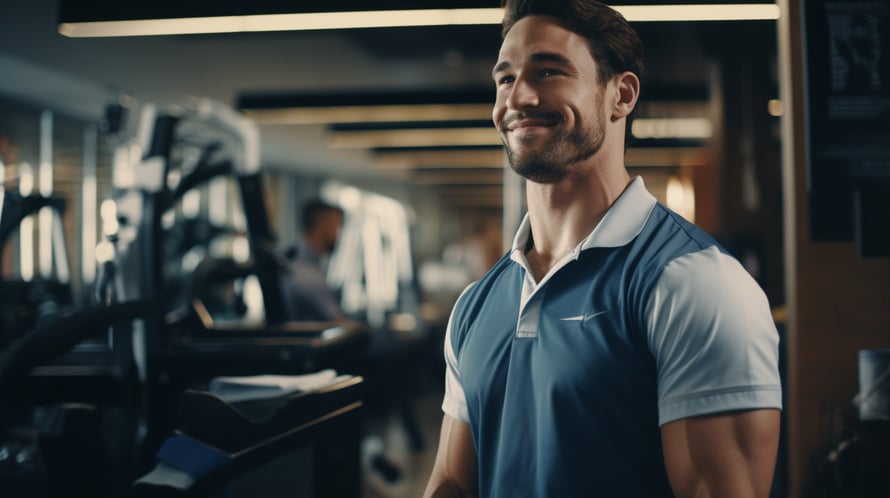 A member of gym staff in a gym.