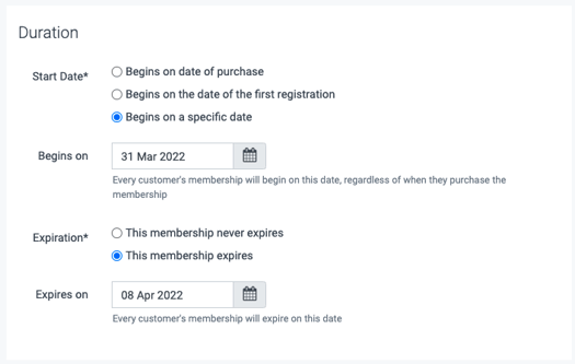 setting a duration