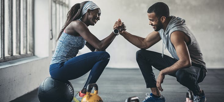 two teamup customers in the gym