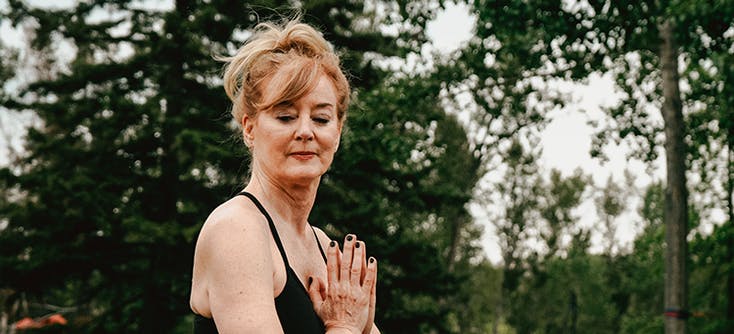 relaxing in the park after yoga class