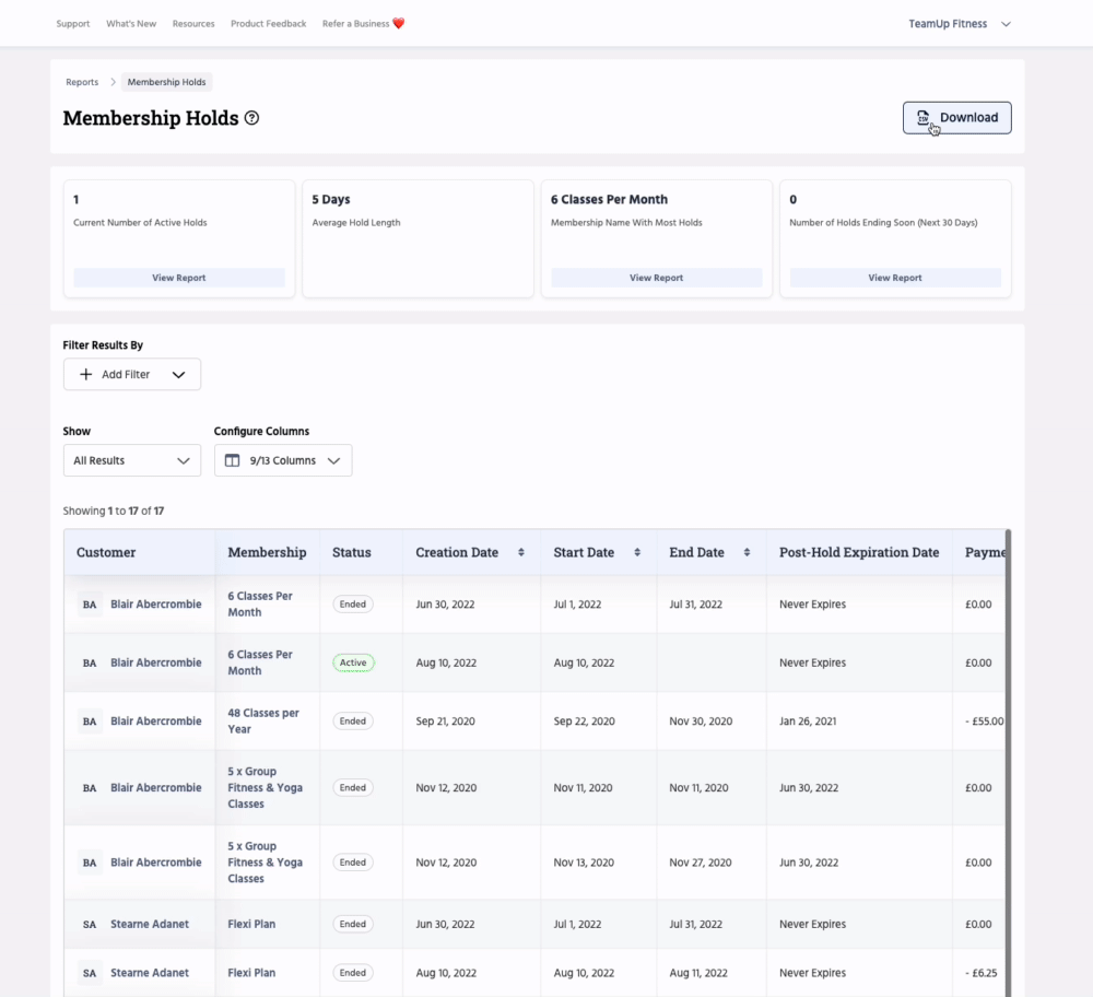How to download the Membership Holds report.